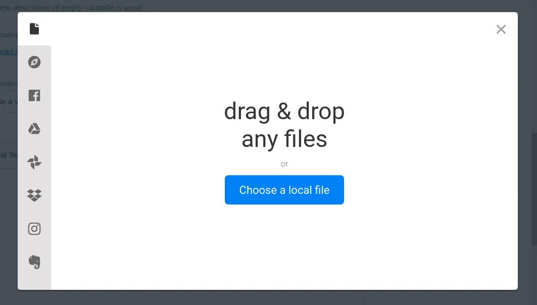 Standard out-of-the-box Uplaodcare file upload dialog